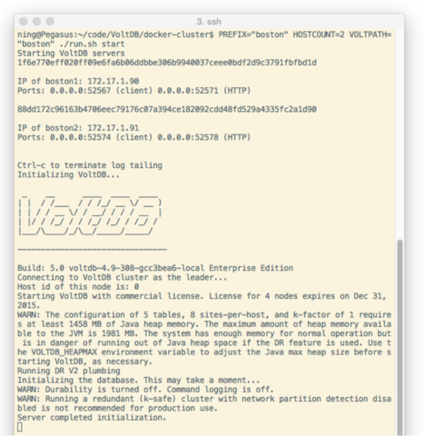 Starting the Volt Active Data Boston cluster
